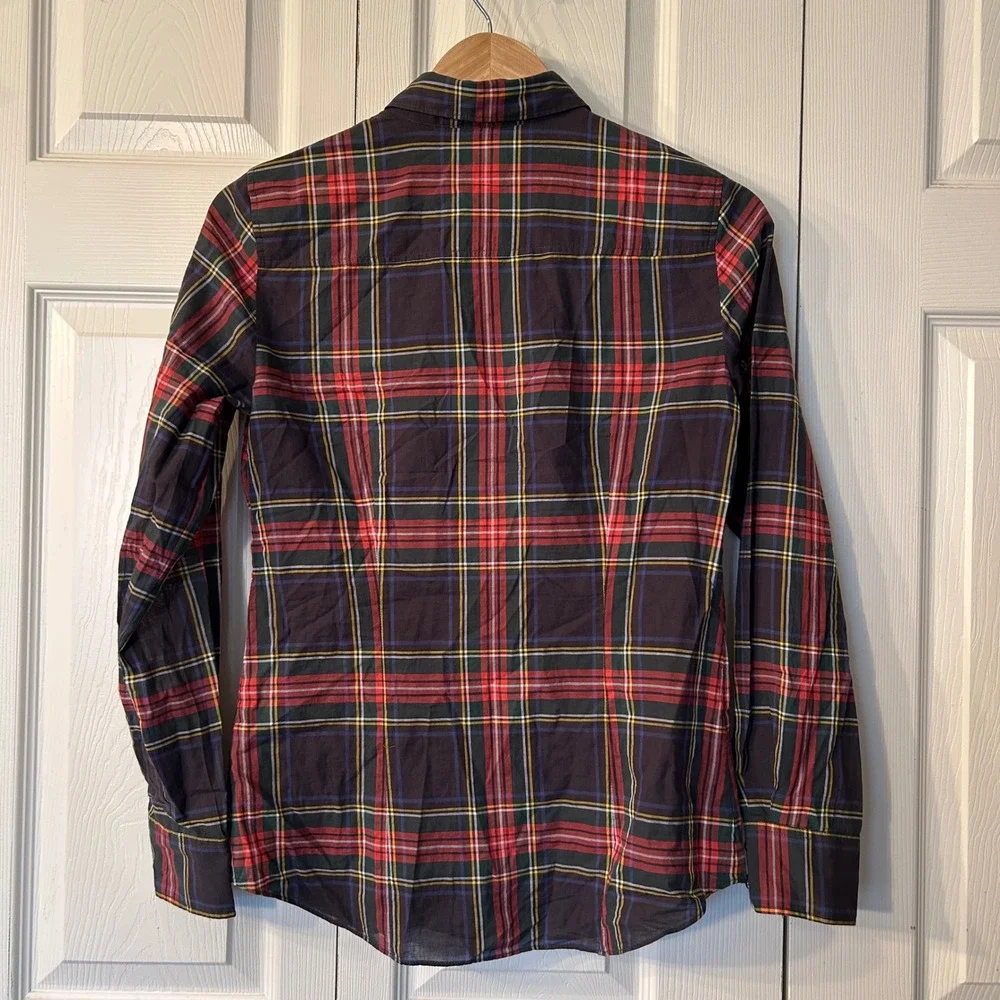 J. Crew‎ Perfect Fit Plaid Button Down Shirt Women XS Cotton